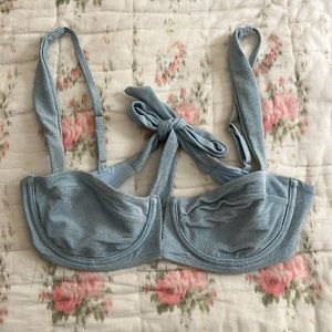 Monday Swimwear powder blue shimmer “clovelly” top and “Palma” bottom